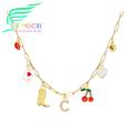 Epoch Bohemian Pendant Necklace Cherry Lip Heart Necklace with Cu Zirconia for Women Stylish Women Neck Jewelry with Multiple Pendants Hollow Design Beach Vibe Necklace. 