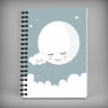 Notebook - Cute Moon Cover for Girls University and College Subjects Printicious CA0016. 