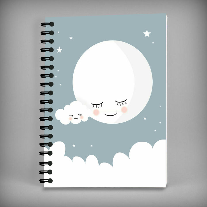 Notebook - Cute Moon Cover for Girls University and College Subjects Printicious CA0016