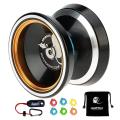MAGICYOYO Professional Non-Responsive Yoyo M001-B,Alloy Aluminum Yoyo with Metal Ring Intermediate Yoyo+Extra 5 String+Bag. 