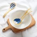 Ceramics Long Handle Soup Spoons for Pho Ramen Noodles Wonton Rice. 