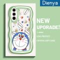 dienya For Samsung S21 Plus Case Cartoon Cute Shy Doraemon Colorful Lovely Cream Wave Border Soft Clear Shockproof Phone Cases Creative Camera Transparent Casing Simple Silicone Protective Cover. 