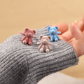 Vintage Flocking Bear Rings -Women Girls Kids Kawaii Geometric Adjustable Plush Animal Finger Open Rings -Trendy Jewelry Gift. 