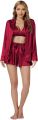 Women's 3 Piece Shamoze Silk Bridal Night suit for women, Shorts and hot cami Set, Silk Sleepwear and Lingerie with Front Open Shirt, Comfortable Bridal Nighty for Women, Hot Sexy Short Nighty for women. 