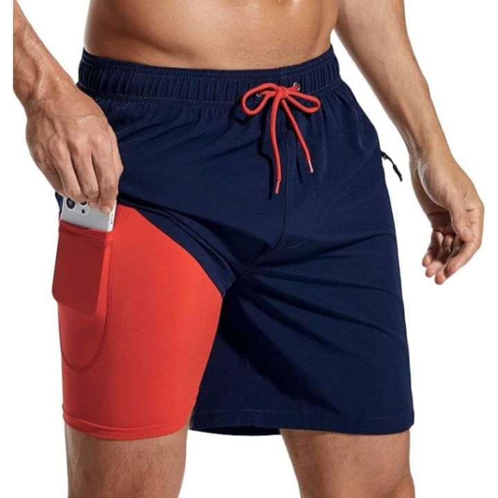 Relaxed Fit Summer Swim Shorts with Secure Inner Pocket for Easy Carrying for Men's