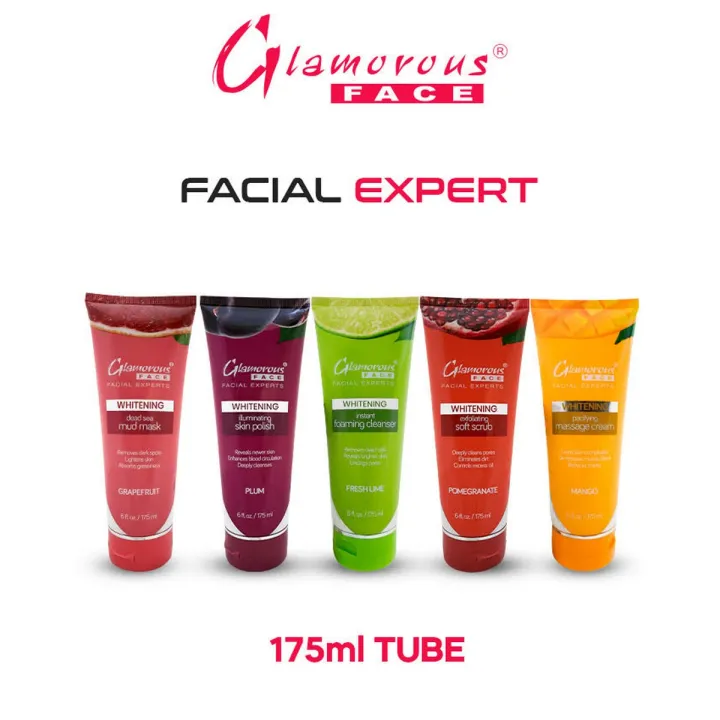 Glamorous%20Face%20Facial%20Expert's%20Complete%20Facial%20kit%205%20Tubes,%20Foaming%20Cleanser,%20Skin%20Polish,%20Soft%20Scrub,%20Massage%20Cream,%20Mud%20Mask,%20175ml%20Each%20Tube%20-%20Image%202