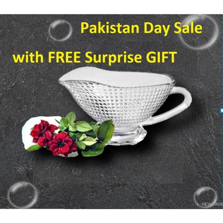 Raita/Chutney Serving Glass Bowl with Handle/Glass Boat
