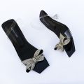 RAVISH Marigold Transparent Heels for Women - Elegant Bow Design, 2.5-inch Heel. 