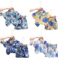 Elegantstunning Boys Short Sleeves Shirt Suit Summer Beach Casual Tops Shorts Two-piece Set For 2-6 Years Old Kids. 