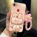 For OPPO F5 A79 F7 A3 F5 Youth Phone case 3D rabbit stereo stand electroplated soft case With bracelet. 