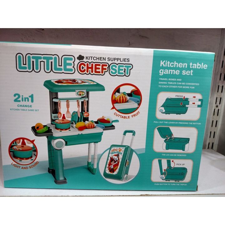 2 In 1 Kitchen Little Kitchen set Pretend Play set with Trolley Suitcase