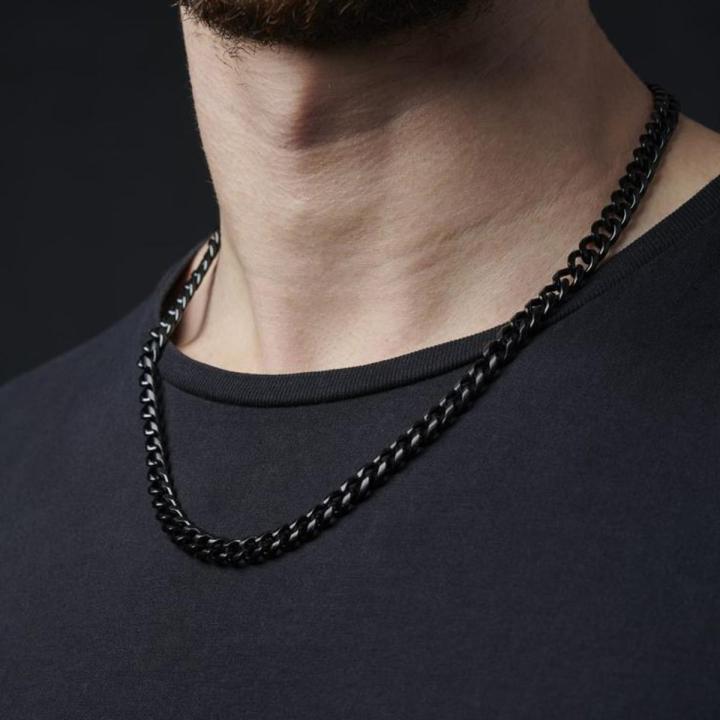 Stainless Steel Black Chain For Men and woman Waterproof Black, blue, Golden silver Chain Chain Men And Women Gift Jewelry 7mm Width-Black Chain