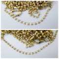 1 yard Rhinestone Lace Pearl Chain Gold Silver Base DIY Sew On Decoration Crafts 3mm. 