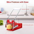 Potato Chips Cutter - French Fries Potato Chipper Machine - Interchangeable Steel Blades - 25 & 49 Slicer - French Fry Potato Chipper + 2 Blades - Vegetable Fruit Cutter - Homemade Chips Maker. 