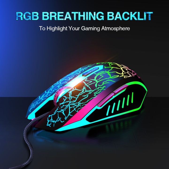 Gaming Mouse Full RGB Wired 6 Buttons Used for PC games and designing  use Black Full RGB