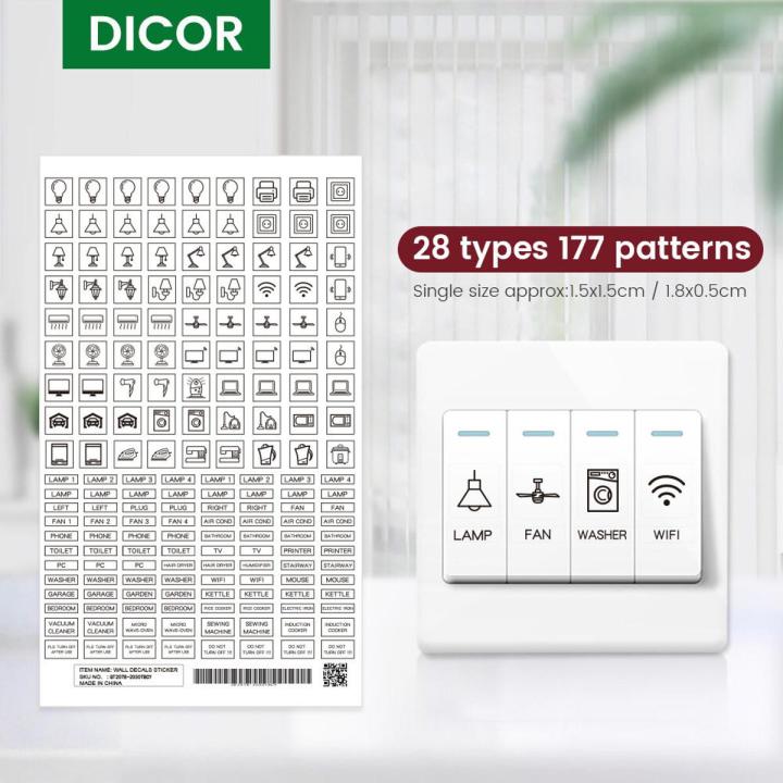 【NEW ONE】 Dicor [Ready Stock] Switch Indicating Sticker Decal Icon & Wording Label Plug Top & Switch Labelling Wall Switch Household And Commercial Electric Meter Switch Identification