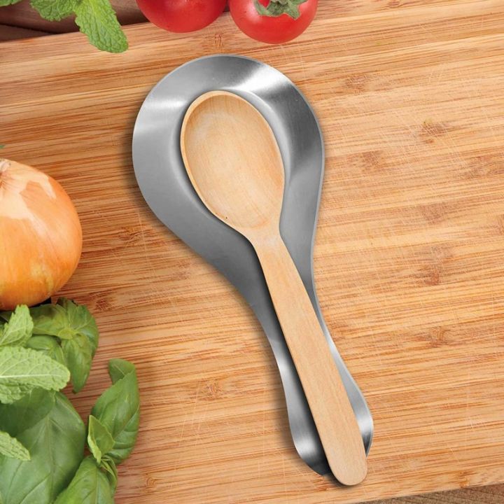Spoon Rest, Stainless Steel Spoon/Spatula/Ladle Rest Holder, Heavy Duty & Brushed Finish