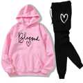 REVIBE - Pink & Black Printed Track suit For Girls & Womens - Soft & Comfortable Fleece Fabric Hoodies For Girls Printed Tracksuit. 