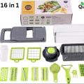 16 in 1 Multifunctional Nicer Dicer Vegetable Cutter, Veggie Chopper & Slicer Cucumber , Potato , Onion & Cheese Cutter, Garlic Grater, Egg Separator, Carrot Crusher All-in-One Chopper Machine. 