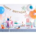 TOOT SWEET! Happy Birthday Golden / Silver Glitter Garland Banner for Birthday Celebration & Decoration (13 Letters),-(K.S.). 