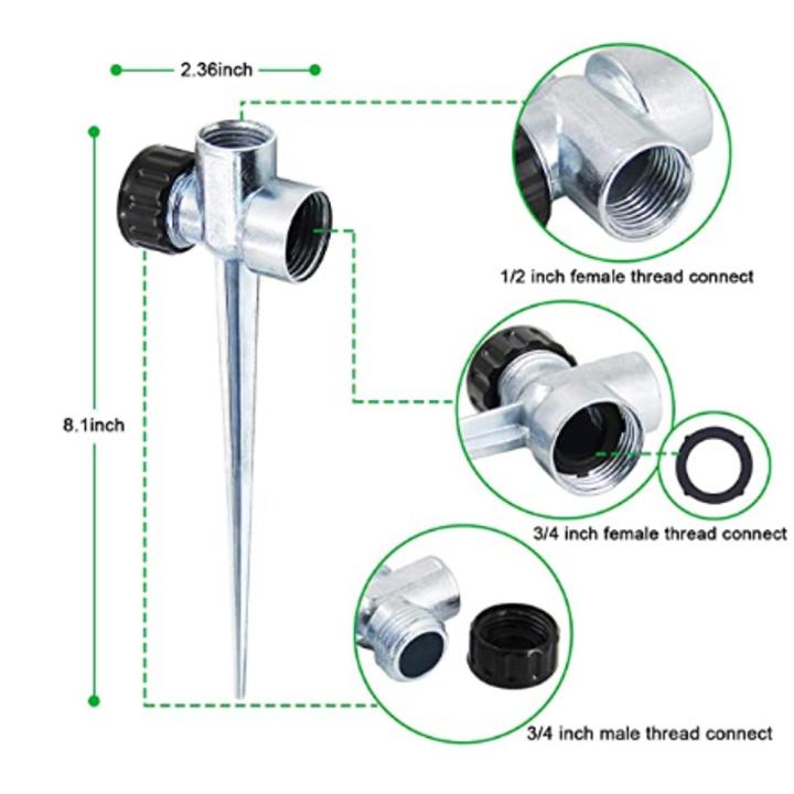 Orbit Metal Flow-Thru Lawn Sprinkler Spike Base for 1/2" Yard Sprinklers,