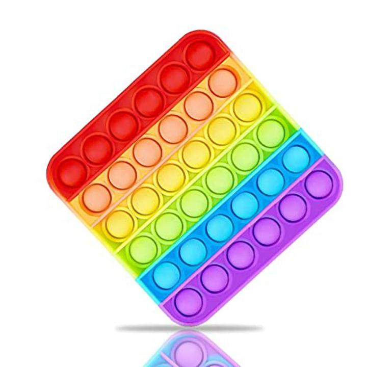 Rainbow Push Pop Bubble Fidget Spinner Pop It Silicone Toy