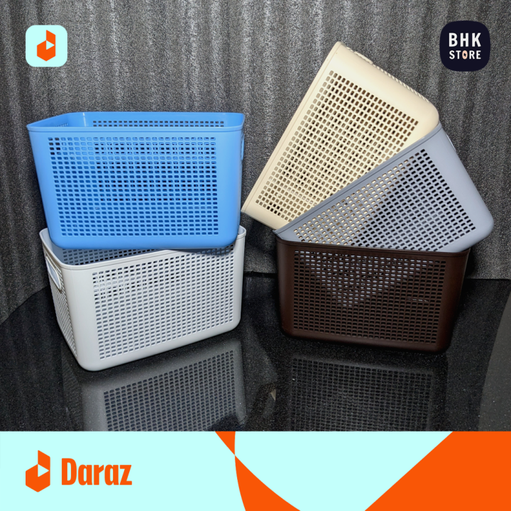 IKEA%20Style%20Premium%20Quality%20Plastic%20Storage%20Basket%20-%20Durable%20Open%20Storage%20Organizer%20Bins%20For%20Kitchen,%20Bathroom,%20Bedroom,%20Living%20Room%20-%20Mesh%20Pattern%20Design%20Multipurpose%20Home/Office%20Accessories%20Organizer%20Box%20with%20Handle%20-%208%20Litres%20Capacity%20Large%20-%20Image%202