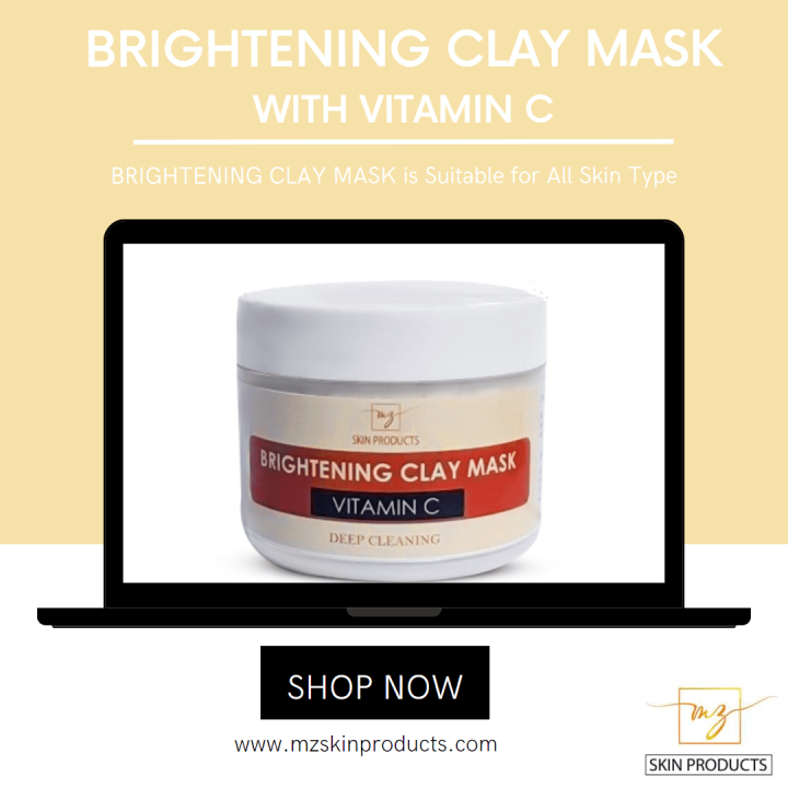 Face Mask | Clay Mask | VItamin C 10% | BRIGHTENING CLAY MASK | VITAMIN C | 200G | MZ SKINCARE