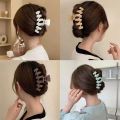 Large Shark Hair Claw Clip Vintage Korean Clips Colorful Geometric Hollow Pearl Crab Barrette Hair Accessories for Woman Girls. 