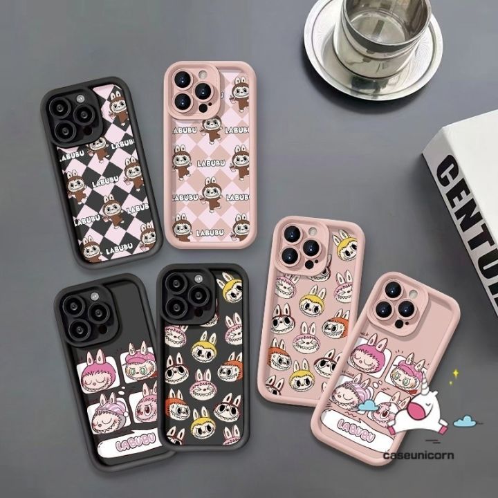 Trend Brand Cute Pop Mart Labubu Case For Redmi 9 12 10C 13C 12C 9T A1 9A 10A 9C NFC A2 Redmi Note 12 10s 11s 10 11 9 8 Pro Max Poco M3 C55 X5 Mi 12 Lite Cartoon Checkerboard Cover