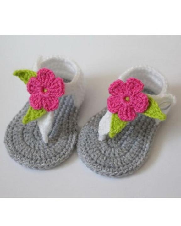 Multi%20Color%20Woolen%20Handmade%20Crochet%20Baby%20Summer%20Sandal%20-%20Image%202