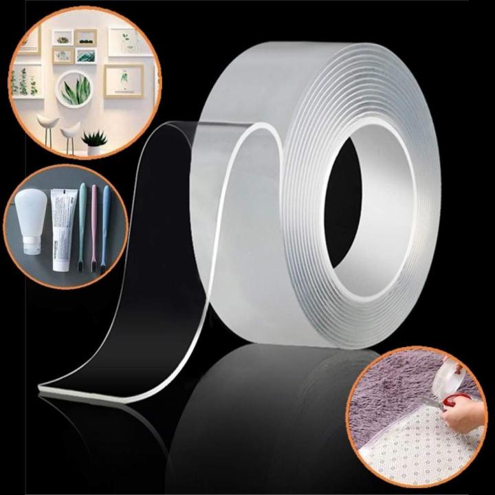 Ivy Grip Tape - Water Resistant Double Sided Transparent Multipurpose, Reusable & Washable Self Adhesive Tape, Two Side Sticky Wall Adhesive Strips Clear Nano Tape