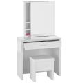 2-Piece Vanity Set with Hidden Mirror Storage, Lift-Top Stool, Dressing Table with Mirror, Tufted Stool, Drawer, Wooden Dressing, Vintage Touch – A Stylish Fusion of Functionality and Charm. 