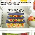 PYREX Rectangular Glass Food Storage Container Set with Blue Lids 6-piece. 