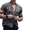 【BestGO】Floral Print Shirt Men Boho Street Style Hawaiian Short Sleeve Summer and Autumn. 
