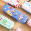 Japanese check print pencil case for primary school stationery bag pencil case high value cartoon stationery set pencil case for primary school students. 