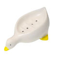 Duck Shape Ceramic Soap Box Cartoon Soap Dish Drainable Soap Holder Container Bathroom Accessories. 