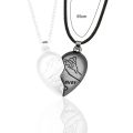 Heart In Hand Hook Magnetic Couple Necklaces - Love Heart Shape Pendant Set, Perfect Couple Gift. Dual Locket Pendant Necklace Chain in a Romantic Heart Design - Two-Piece Set. 