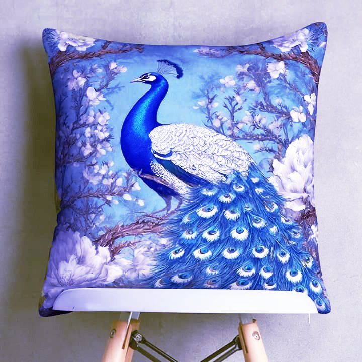 16x16 Luxury Velvet Cushion Cover Sufi Whirling Front, Silk Back with Zip for Home Decoration