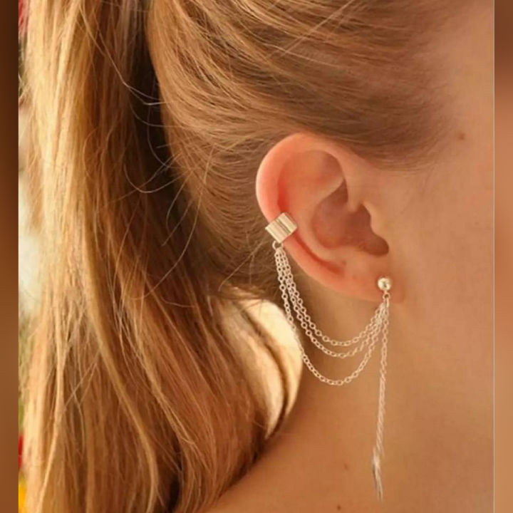 1%20Pair(2%20Pcs)%20of%20Silver%20Color%20Butterflies%20Design%20Ear%20cuffs%20type%20Earrings%20-%20Image%205