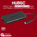 Transcend HUB5C 6-in-1 USB 3.1 Gen 2 Type-C Hub with Memory card Reader, Charging port and USB Ports. 