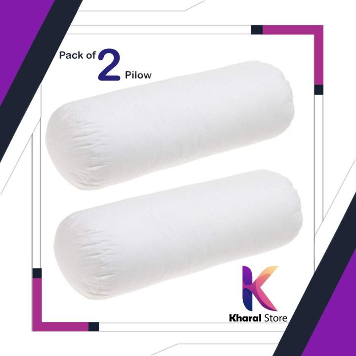 Pack of 2 Best Quality White Gao Pillows (Bolsters) filled with Ball Fiber Polyester for Sleeping, Back Support During Reading, Sitting 10 x 28 Inch