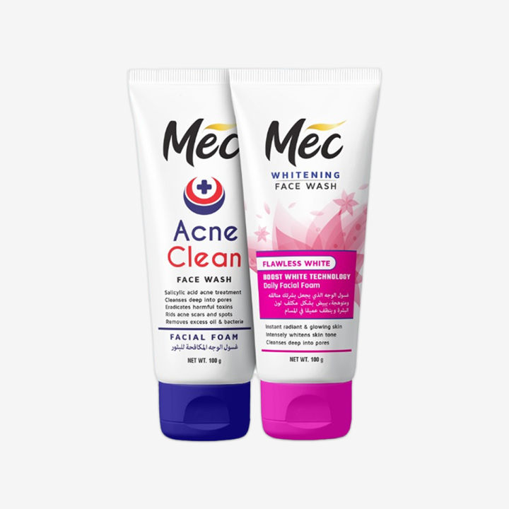 Mec Whitening Face Wash (Pack of 2) Flawless White, Acne Clean