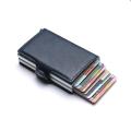 2019 Pu Leather Rfid Blocking Aluminum Credit Card Holder Money Clip Automatic Pop Up Slide Out Front Pocket Wallet Double Aluminum Card Wallets Black. 