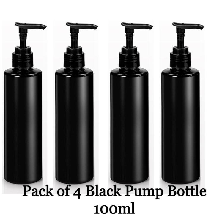 Black Empty Plastic Pump Bottles 100ml Travel Size Lotion Pump Bottle for Oil / Hair Oil Empty Bottle Pump 100ml / Pump Bottles for Shampoo, Hand Wash, and Beauty Care etc.