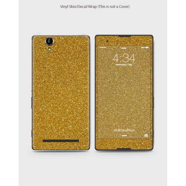 Xperia T2 Ultra Phone Skin Front Back And Sides Dark Golden Glitter ...