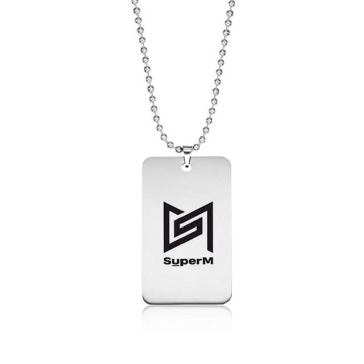 K-pop SuperM Logo Name Stainless Steel Necklace K-pop BAEKHYUN KAI TAEMIN TAEYONG MARK LUCAS TEN Pendant Necklace Fan Collection
