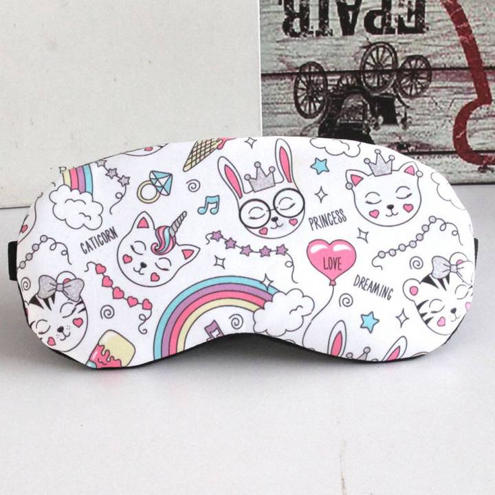 Rainbow Cat Comfortable Soft Cute Sleep Mask with Cooling Gel Pad For Eyes Super Soft Breathable Cool Warm Therapy Sleeping Mask for Kids