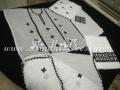 Unstitched White and Black Hand Made Applic 3pcs Dress For womens. 