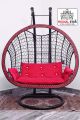 Double Seater Swing Chair Jhoola with Stand, Cushion Set (Swing Chair Jhoola made of Iron and Rattan,With Iron Stand & Cushions)/ Mughal star steel Furniture. 